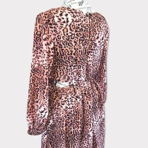 Anthropologie Ranna Gill Midi Dress M NWT Leopard Print Cut Out Puff Party Fall - Picture 12 of 14